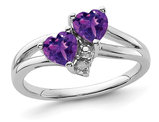 4/5 Carat (ctw) Amethyst Double Heart Ring in Sterling Silver